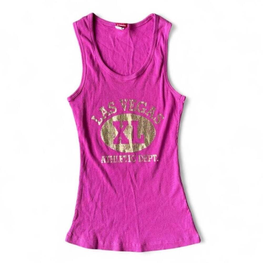 Y2K La Camilia Pink Las Vegas Athletic Dept Scoop‑Neck Tank Top – Women’s Large